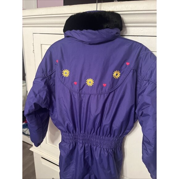 Ski Suit One Piece Snowsuit Snow Bib Girls 10 Jupa sports Purple Hood Embroidery - Picture 4 of 6